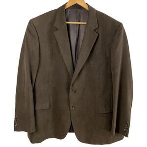 Andrew Fezza Size 50R Women's Microsuede Blazer Jacket Brown Career Travel